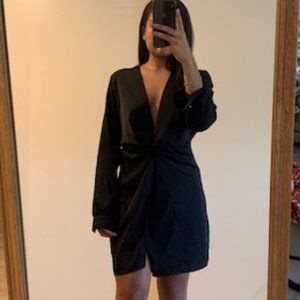 Black Twist Shift Mini Dress